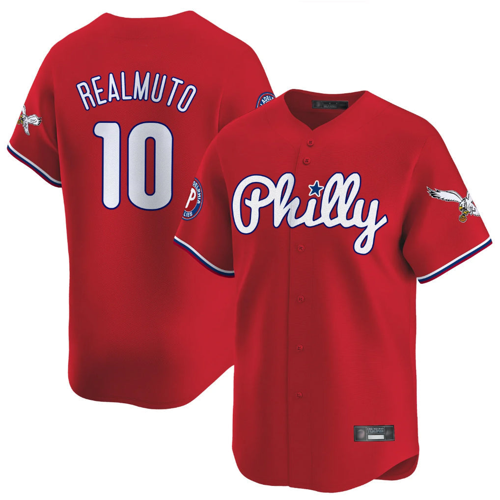 Elroe P.Phillies #10 J.T. Realmuto Player Red Phillies & Eagles Vapor Premier Limited Stitched Jerseys