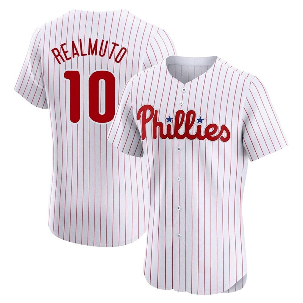 Elroe P.Phillies #10 J.T. Realmuto Player White Home Limited Elite Stitched Jerseys