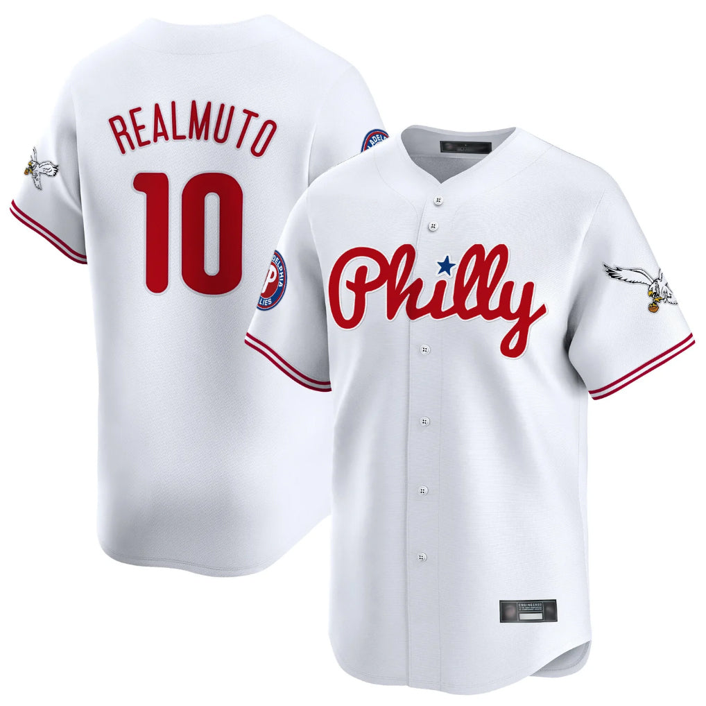 Elroe P.Phillies #10 J.T. Realmuto Player White Phillies & Eagles Vapor Premier Limited Stitched Jerseys
