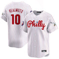Elroe P.Phillies #10 J.T. Realmuto Player White Pinstripe Phillies & Eagles Vapor Premier Limited Stitched Jerseys