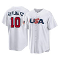 Elroe P.Phillies #10 J.T. Realmuto Player White USA World Classic Home Game Stitched Jerseys