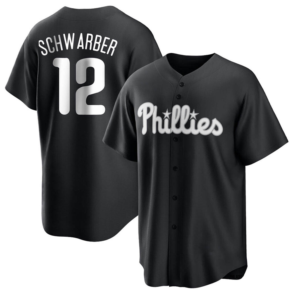 Elroe P.Phillies #12 Kyle Schwarber Player Black Alt Fashion Home Game Stitched Jerseys