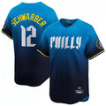 Elroe P.Phillies #12 Kyle Schwarber Player Blue City Connect Home Limited Stitched Jerseys