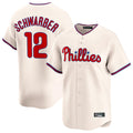 Elroe P.Phillies #12 Kyle Schwarber Player Cream Home Limited Stitched Jerseys