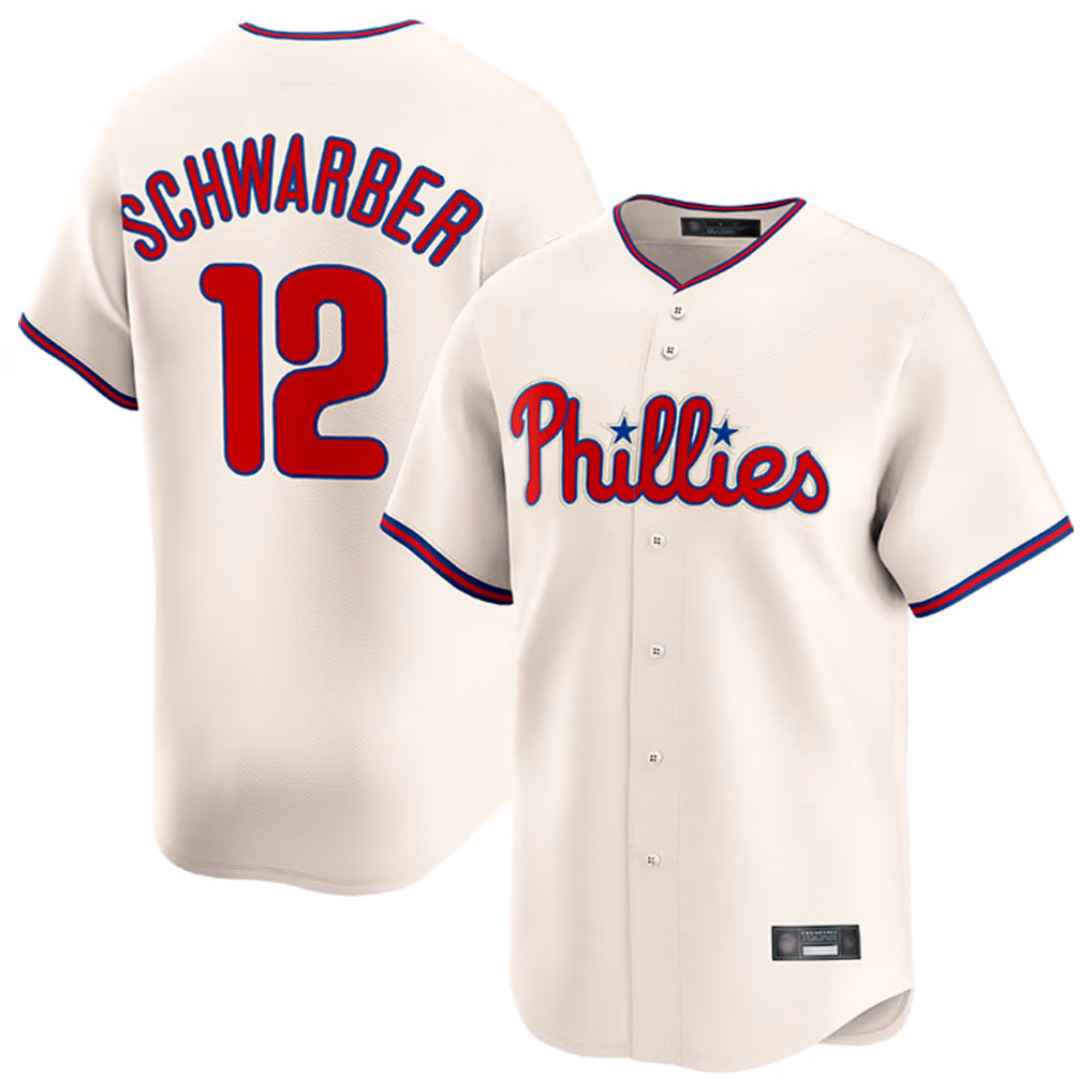 Elroe P.Phillies #12 Kyle Schwarber Player Cream Home Limited Stitched Jerseys