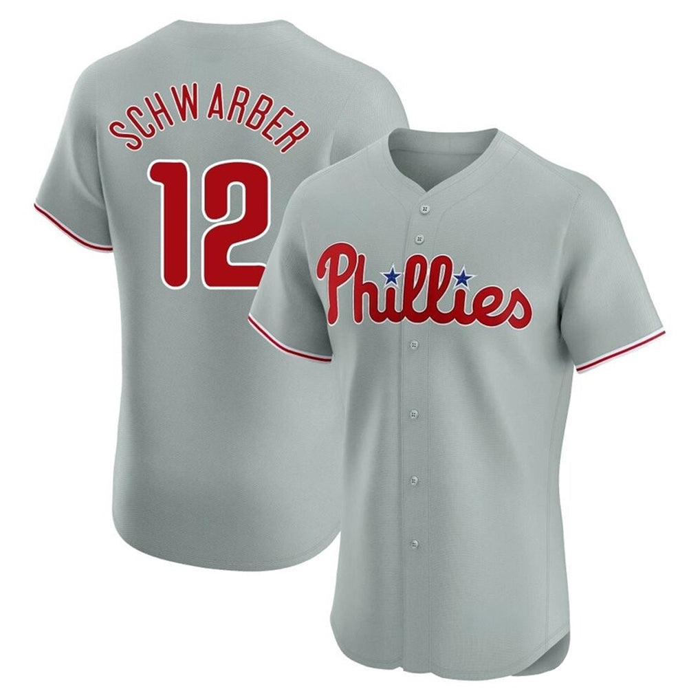 Elroe P.Phillies #12 Kyle Schwarber Player Gray Home Limited Elite Stitched Jerseys