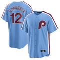 Elroe P.Phillies #12 Kyle Schwarber Player Light Blue Home Game Stitched Jerseys