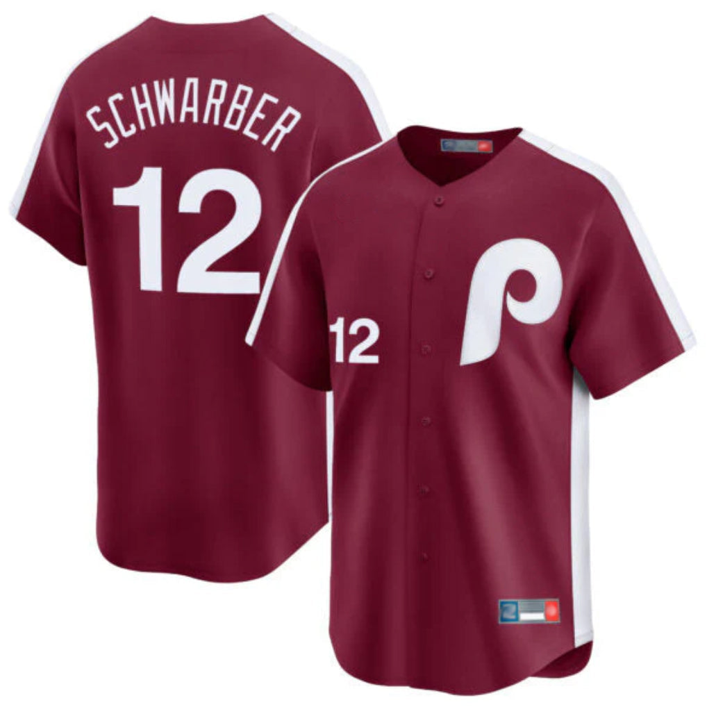 Elroe P.Phillies #12 Kyle Schwarber Player Red Cooperstown Collection Limited Home Stitched Jerseys