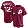 Elroe P.Phillies #12 Kyle Schwarber Player Red Cooperstown Collection Limited Home Stitched Jerseys