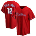 Elroe P.Phillies #12 Kyle Schwarber Player Red Home Game Stitched Jerseys