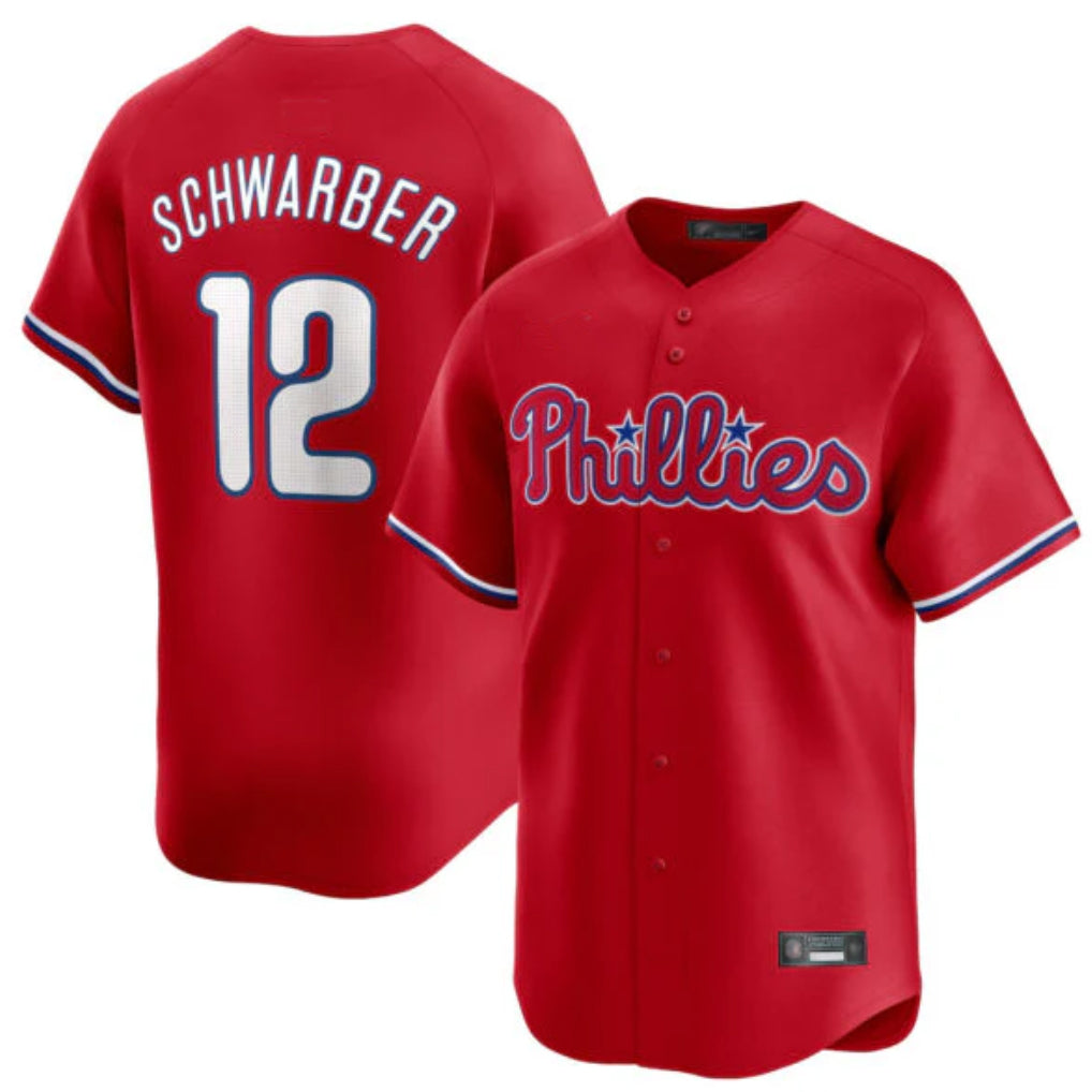 Elroe P.Phillies #12 Kyle Schwarber Player Red Home Limited Stitched Jerseys