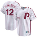 Elroe P.Phillies #12 Kyle Schwarber Player White Cooperstown Collection Limited Home Stitched Jerseys