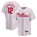 Elroe P.Phillies #12 Kyle Schwarber Player White Home Game Stitched Jerseys
