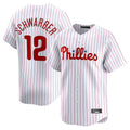 Elroe P.Phillies #12 Kyle Schwarber Player White Home Limited Stitched Jerseys