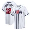 Elroe P.Phillies #12 Kyle Schwarber Player White USA World Classic Game Limited Stitched Jerseys