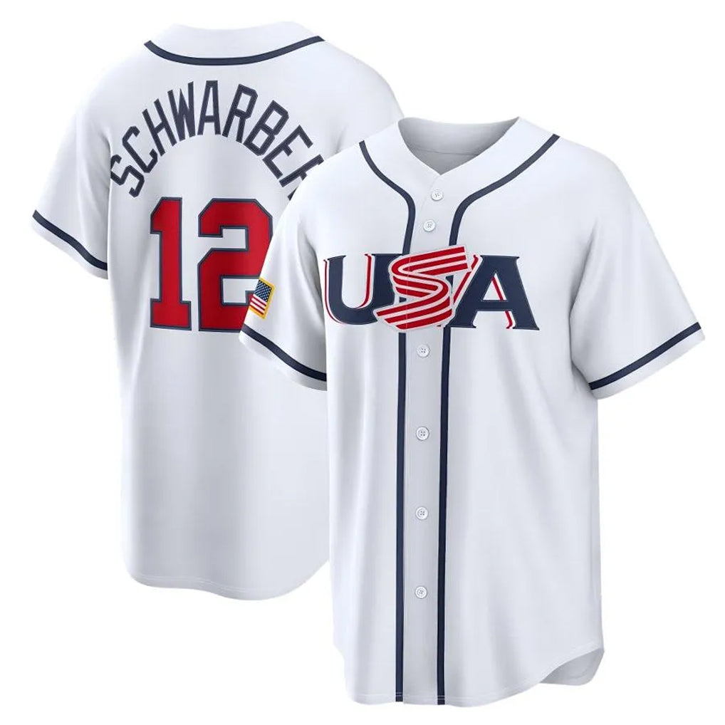 Elroe P.Phillies #12 Kyle Schwarber Player White USA World Classic Game Limited Stitched Jerseys