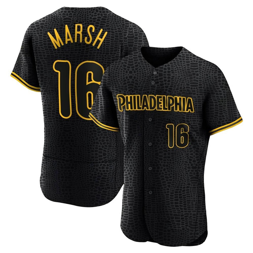 Elroe P.Phillies #16 Brandon Marsh Player Black Snake Skin City Home Limited Elite Stitched Jerseys