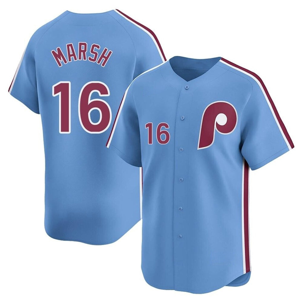 Elroe P.Phillies #16 Brandon Marsh Player Light Blue Game Stitched Jerseys