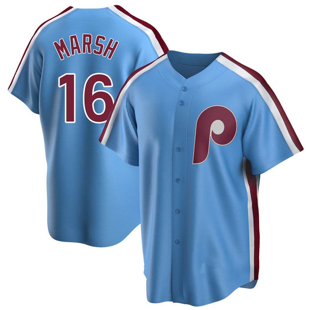 Elroe P.Phillies #16 Brandon Marsh Player Light Blue Home Game Stitched Jerseys