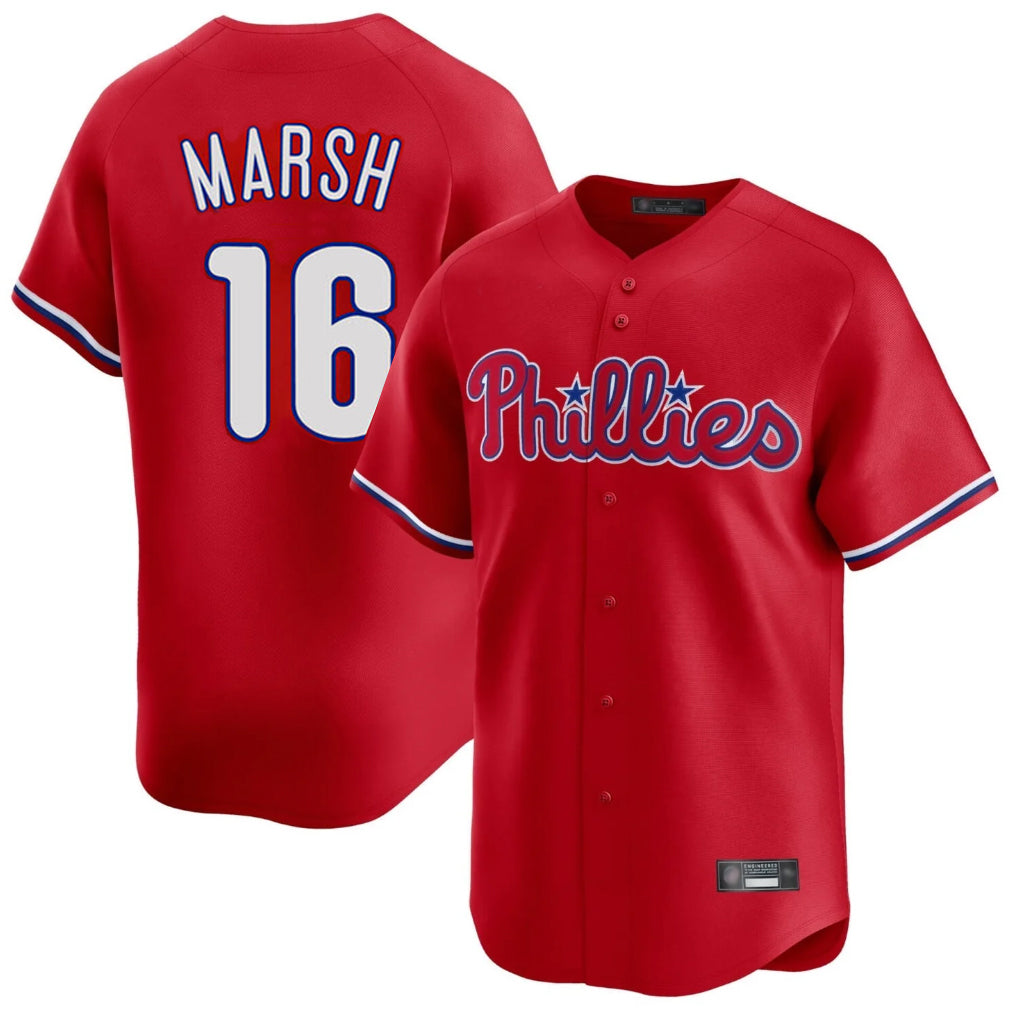 Elroe P.Phillies #16 Brandon Marsh Player Red Home Limited Stitched Jerseys