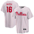 Elroe P.Phillies #16 Brandon Marsh Player White Home Game Stitched Jerseys