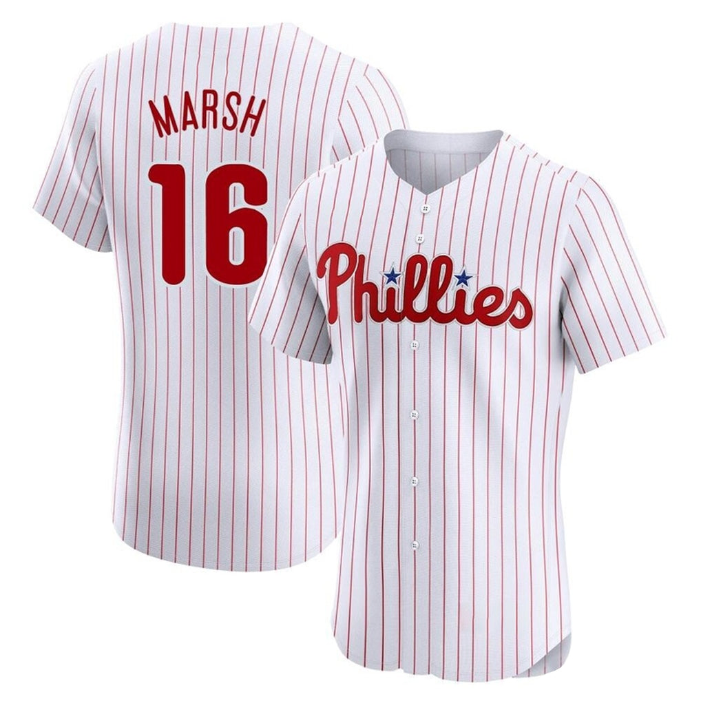 Elroe P.Phillies #16 Brandon Marsh Player White Home Limited Elite Stitched Jerseys