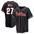 Elroe P.Phillies #27 Aaron Nola Player Black Fashion Out Home Game Stitched Jerseys