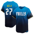 Elroe P.Phillies #27 Aaron Nola Player Blue City Connect Home Limited Stitched Jerseys