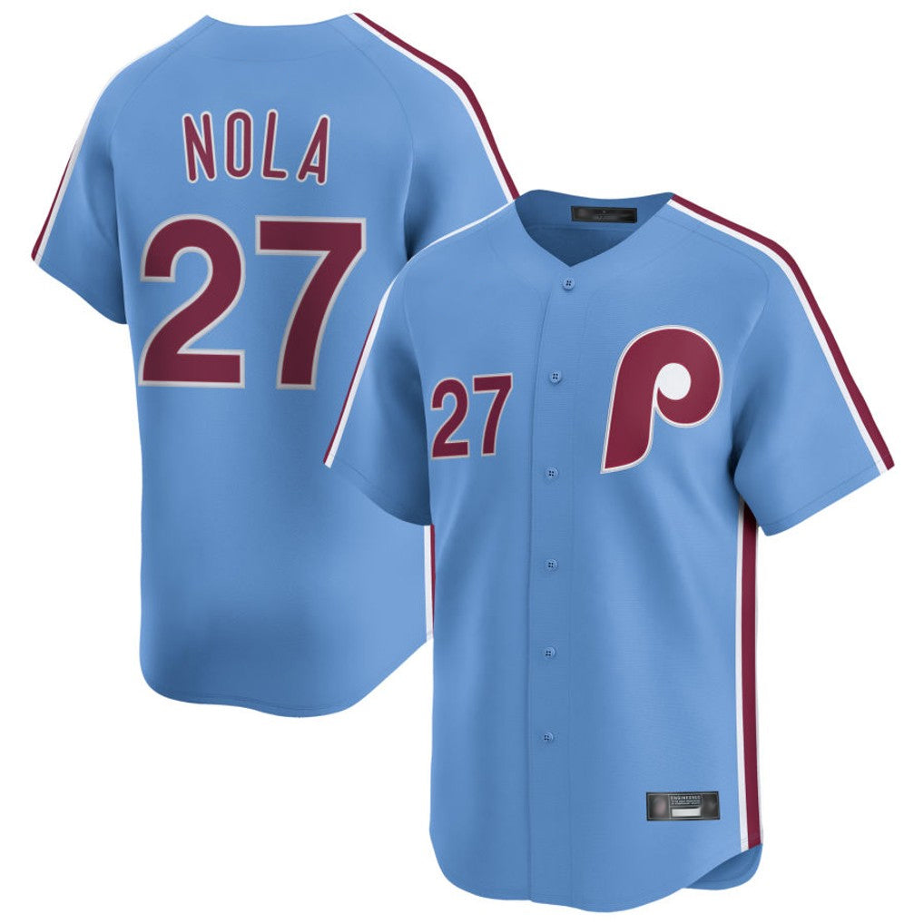 Elroe P.Phillies #27 Aaron Nola Player Light Blue Home Limited Stitched Jerseys