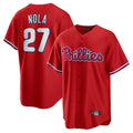 Elroe P.Phillies #27 Aaron Nola Player Red Home Game Stitched Jerseys