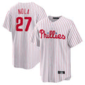Elroe P.Phillies #27 Aaron Nola Player White Home Game Stitched Jerseys