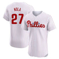 Elroe P.Phillies #27 Aaron Nola Player White Home Limited Elite Stitched Jerseys