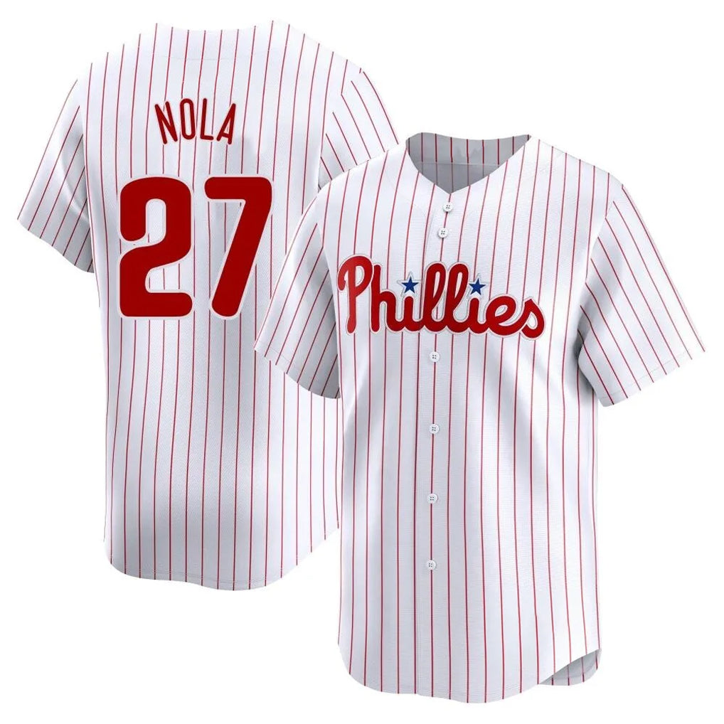 Elroe P.Phillies #27 Aaron Nola Player White Home Limited Stitched Jerseys
