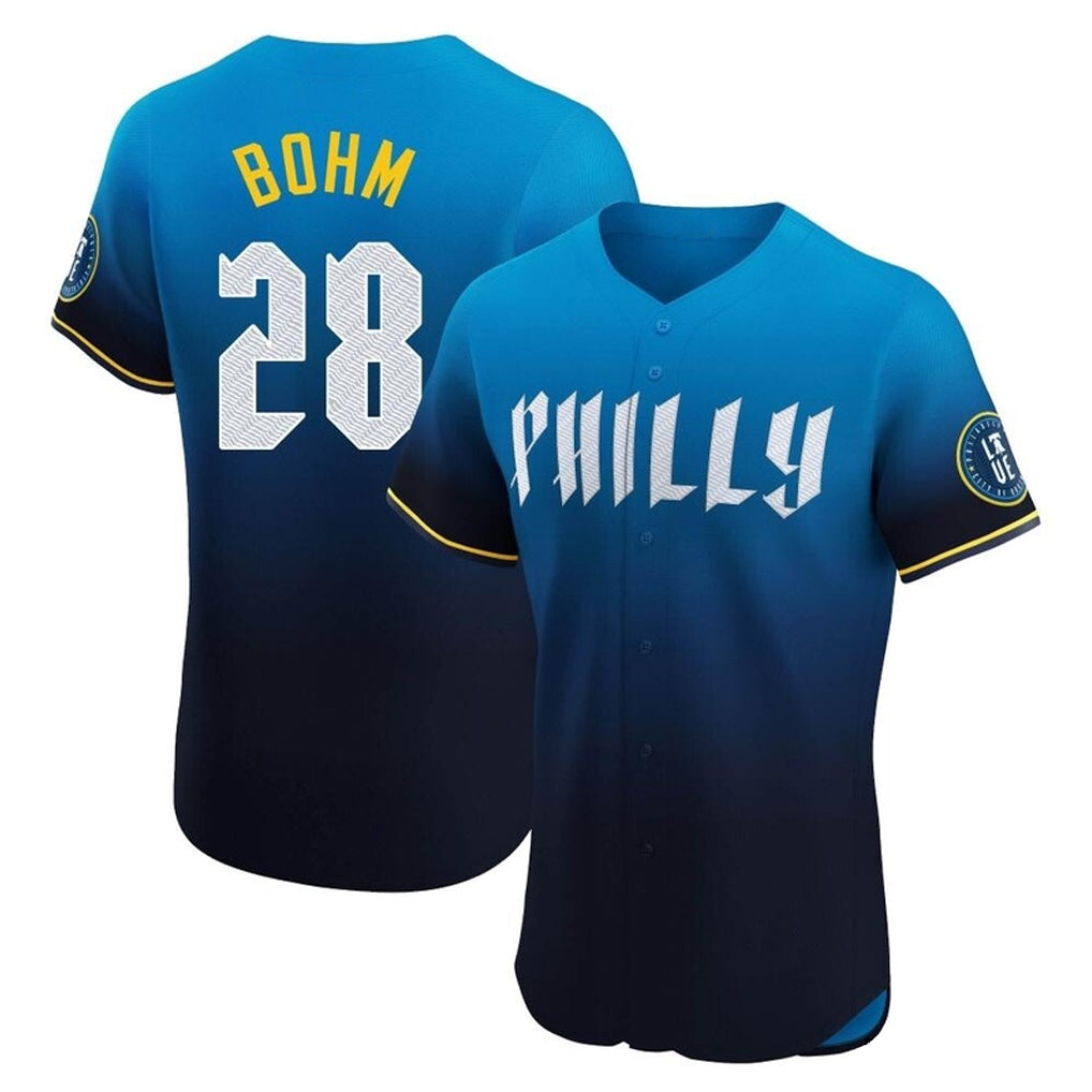Elroe P.Phillies #28 Alec Bohm Player Blue City Connect Home Limited Elite Stitched Jerseys