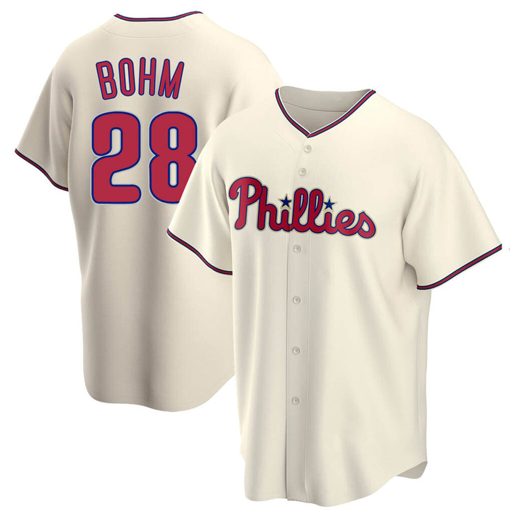 Elroe P.Phillies #28 Alec Bohm Player Cream Home Game Stitched Jerseys