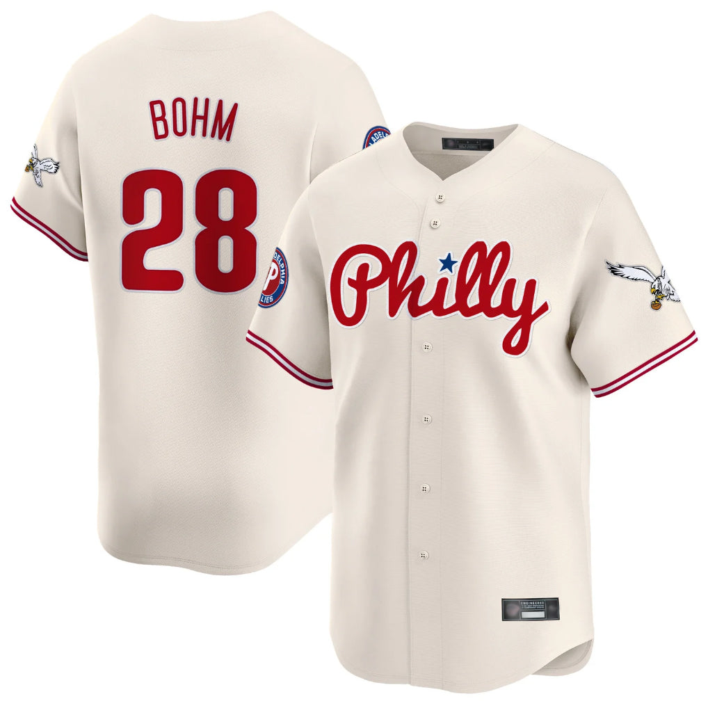 Elroe P.Phillies #28 Alec Bohm Player Cream Phillies & Eagles Vapor Premier Limited Stitched Jerseys