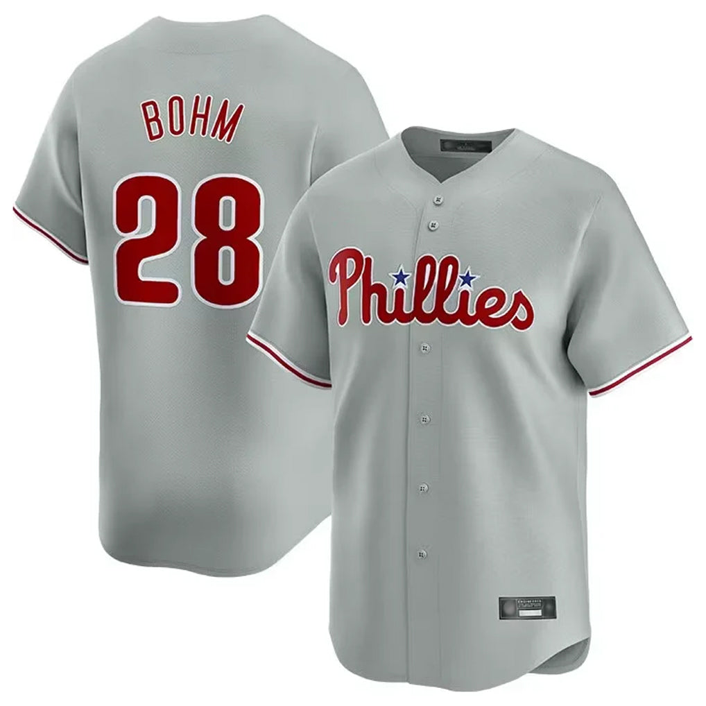 Elroe P.Phillies #28 Alec Bohm Player Gray Home Limited Stitched Jerseys