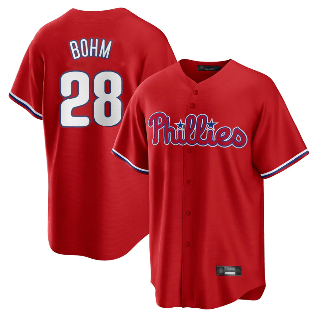 Elroe P.Phillies #28 Alec Bohm Player Red Home Game Stitched Jerseys
