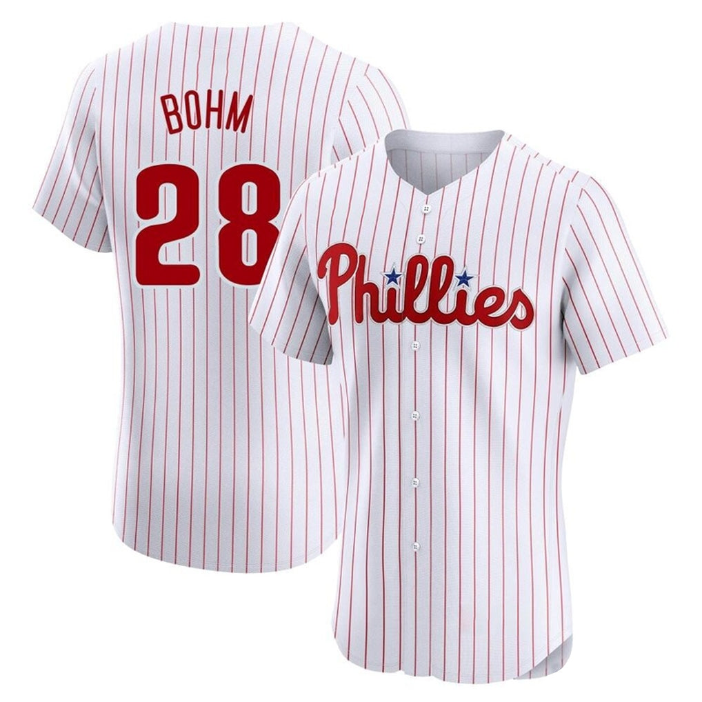 Elroe P.Phillies #28 Alec Bohm Player White Home Limited Elite Stitched Jerseys