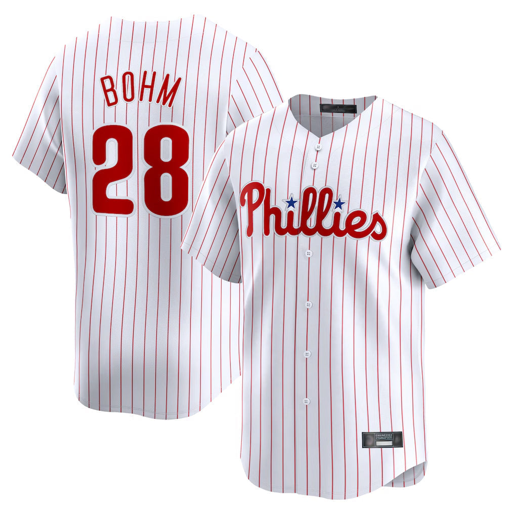 Elroe P.Phillies #28 Alec Bohm Player White Home Limited Stitched Jerseys