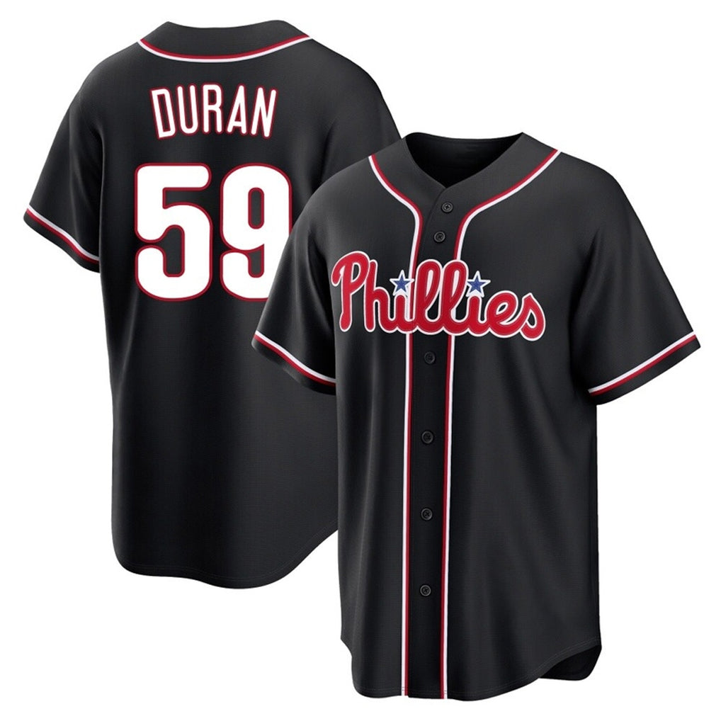 Elroe P.Phillies #59 Jhoan Duran Player Black Fashion Out Home Game Stitched Jerseys