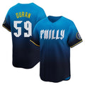 Elroe P.Phillies #59 Jhoan Duran Player Blue City Connect Home Limited Stitched Jerseys