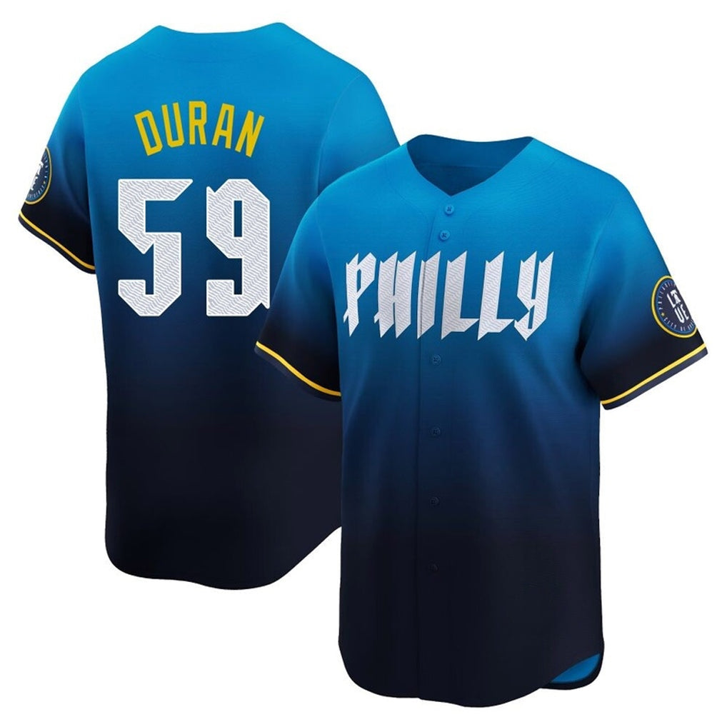Elroe P.Phillies #59 Jhoan Duran Player Blue City Connect Home Limited Stitched Jerseys