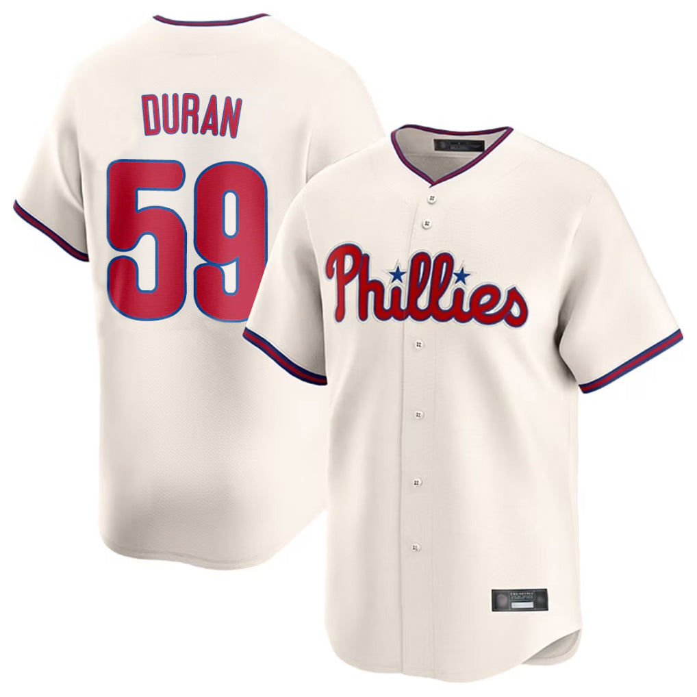 Elroe P.Phillies #59 Jhoan Duran Player Cream Home Limited Stitched Jerseys