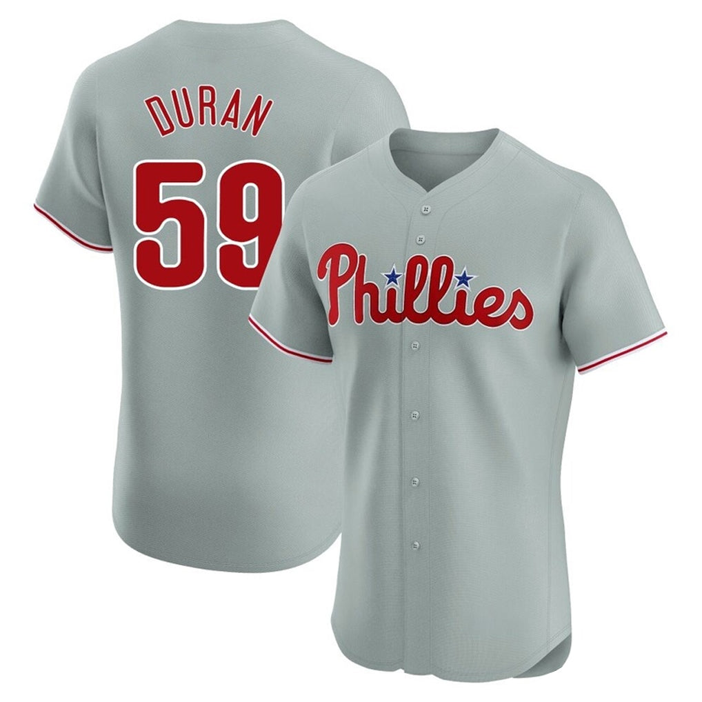 Elroe P.Phillies #59 Jhoan Duran Player Gray Home Limited Elite Stitched Jerseys