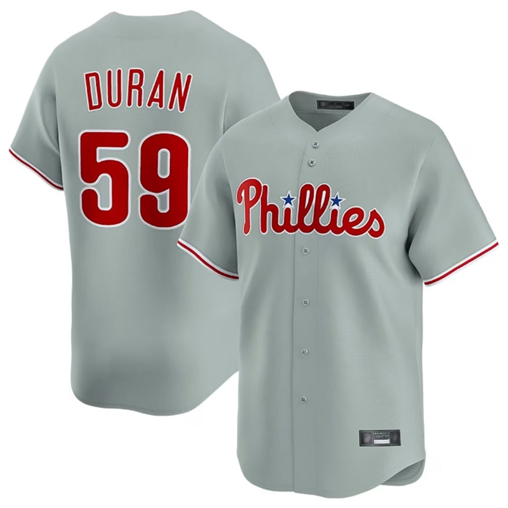 Elroe P.Phillies #59 Jhoan Duran Player Gray Home Limited Stitched Jerseys