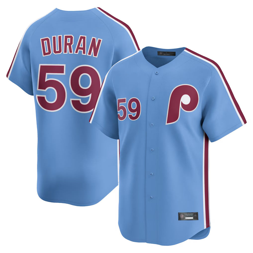 Elroe P.Phillies #59 Jhoan Duran Player Light Blue Home Limited Stitched Jerseys
