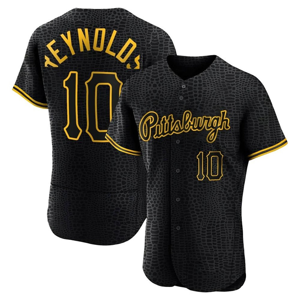 Elroe P.Pirates #10 Bryan Reynolds Player Black Snake Skin City Home Limited Elite Stitched Jerseys