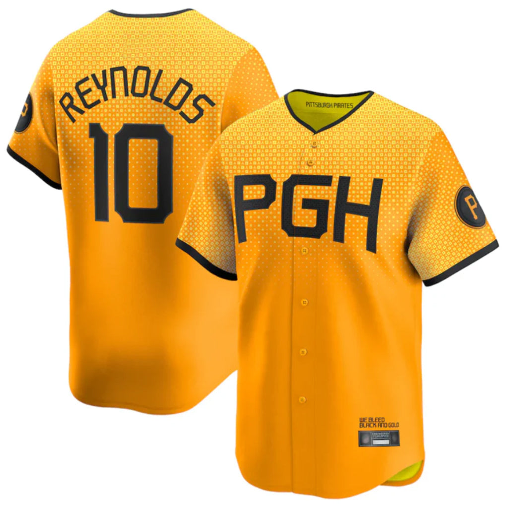 Elroe P.Pirates #10 Bryan Reynolds Player Gold City Connect Home Game Stitched Jerseys