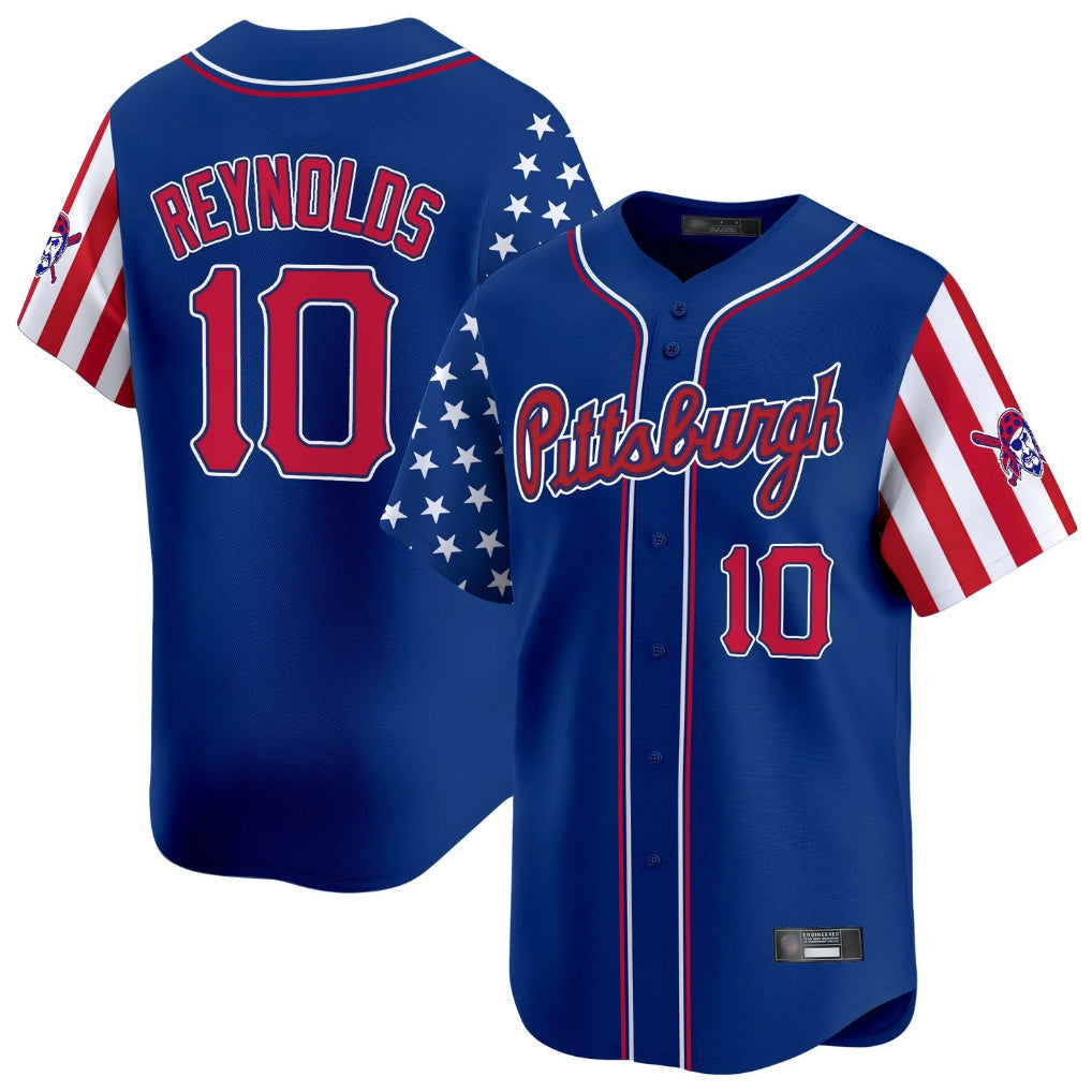 Elroe P.Pirates #10 Bryan Reynolds Player Royal 2025 Independence Day Vapor Premier Limited Stitched Jerseys